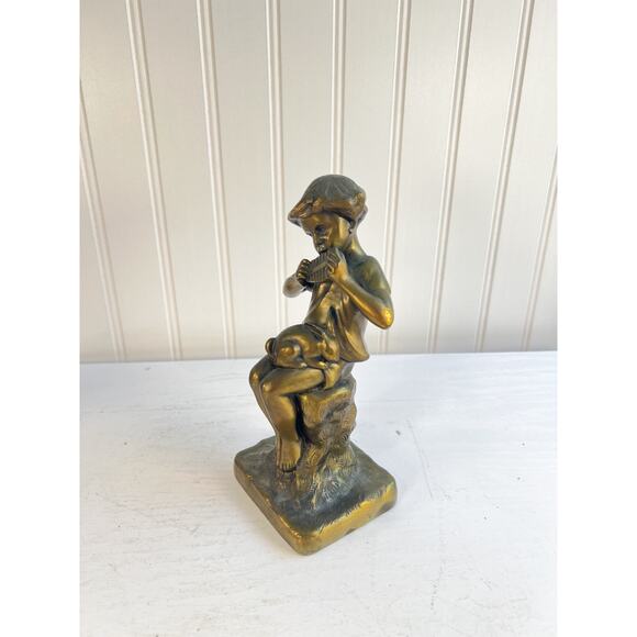 Vintage JB Jennings Brothers Brass Girl Rabbit Music Figurine. - Picture 9 of 10